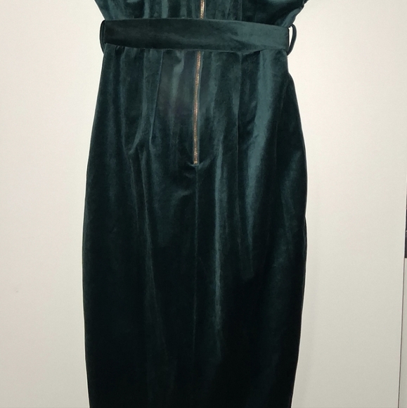 Elegant Green Velvet Dress - Picture 4 of 6